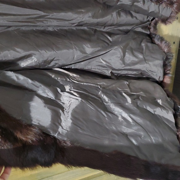 VINTAGE 100% REAL RABBIT FUR COAT MADE IN KOREA SIZE LARGE POCKETS MOBWIFE - Picture 9 of 10